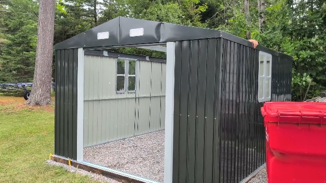 Jocisland 10x12x7 FT Galvanized Steel Storage Shed with Dual